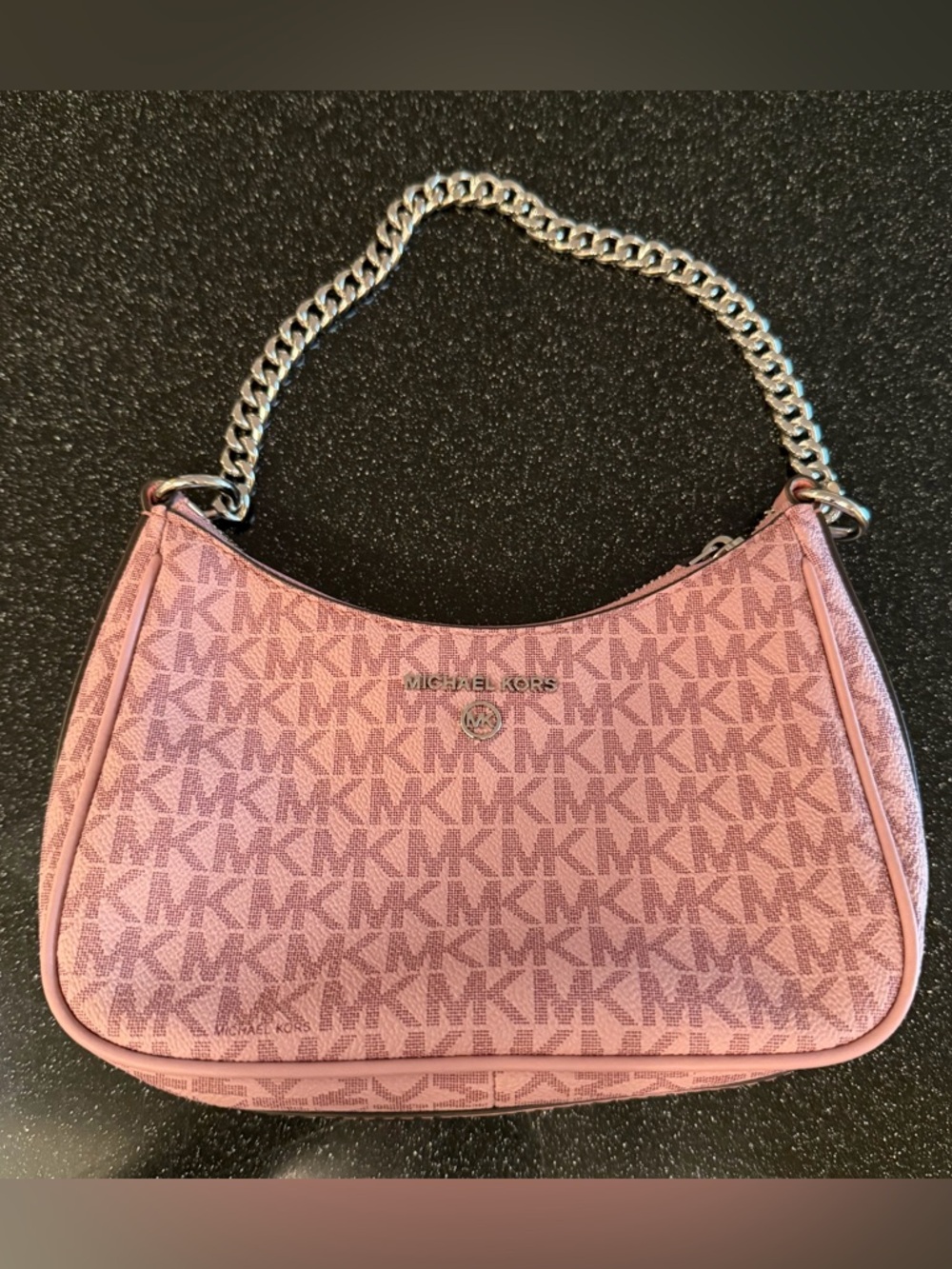 Michael Kors Dusty Pink MK Monogram Chain-Handle Shoulder Bag